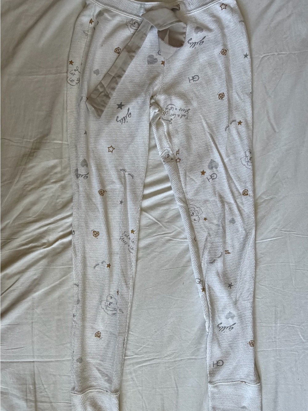 Gilly Hicks Cream Waffle-Knit Star & Moon Lounge Pants